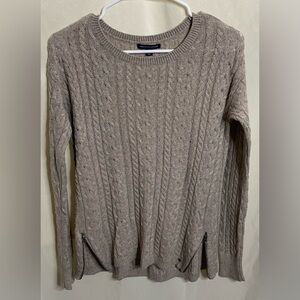 American Eagle Outfitters Tan Cable Knit Sweater w/ Zips